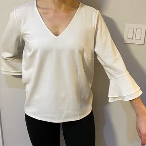 Ann Taylor flutter sleeve blouse with v neck